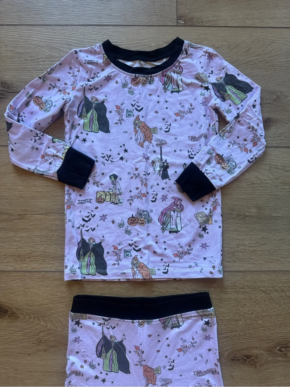 Girls' Halloween (Hocus Pocus) Print Pajama Set with Black Trim